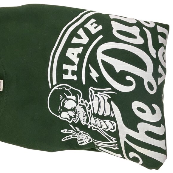 Gildan Heavy Blend Size 2XL Sweatshirt Green Skeleton Graphic Unisex  Oversized - Picture 7 of 7